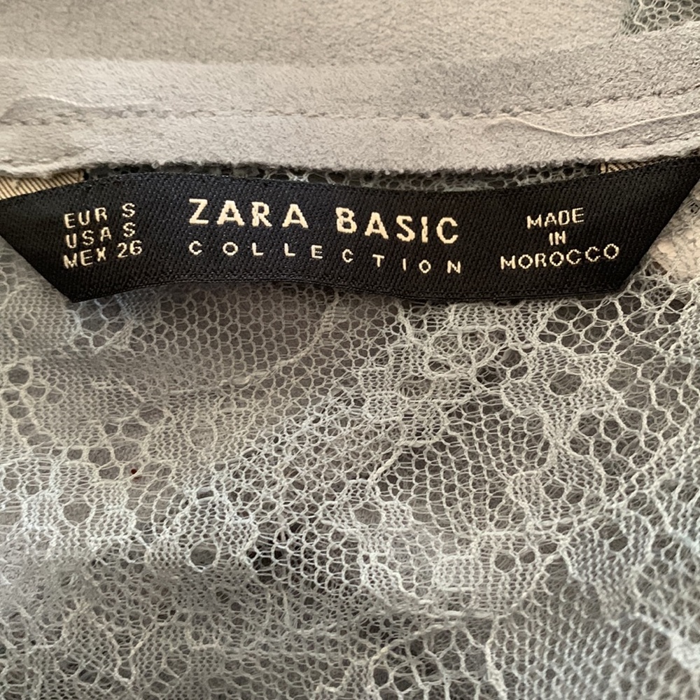 Zara Faux Suede Lace Wrap Top Dusty Blue Size S - Picture 11 of 12